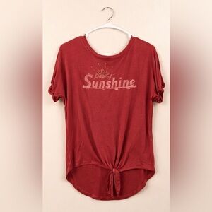 Girls XL Love Glam Girl “Full of Sunshine” Knot Front Graphic Tee Summer Boho